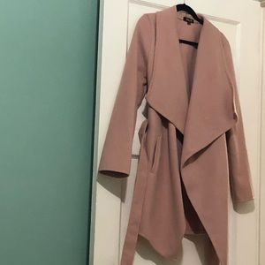 Wool-look blush wrap coat